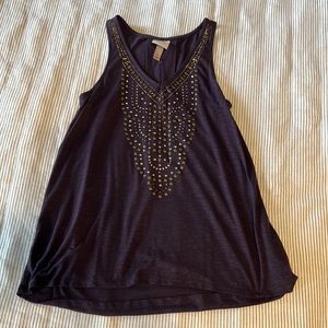 Knox Rose purple with gold design flowy tank top